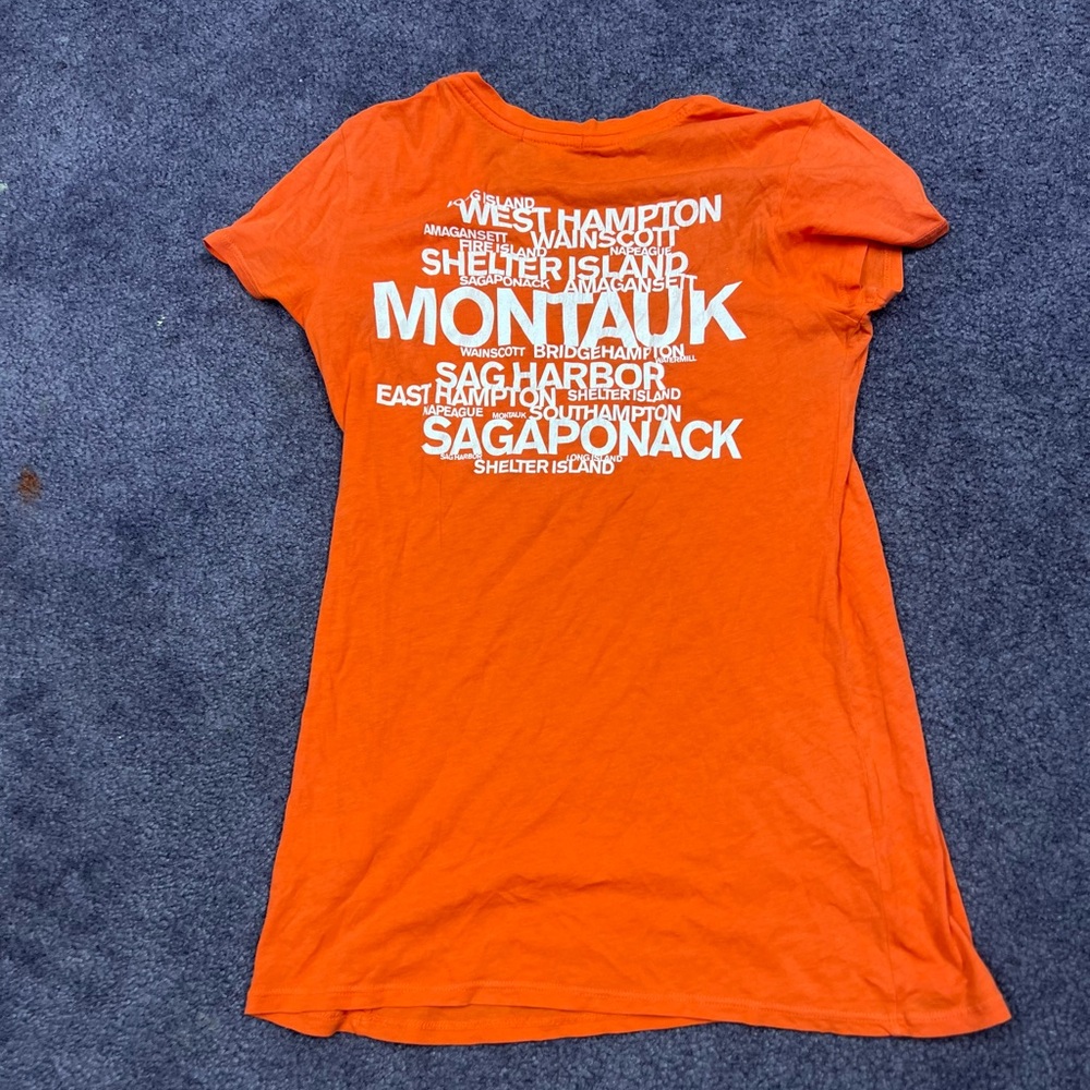 NWT JAMES PERSE Long Island Beach Graphic tee shirt Sz 1/small orange